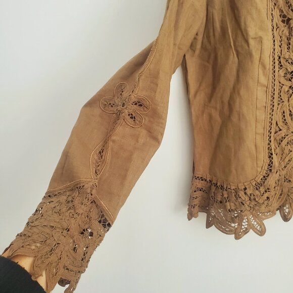 TAIFUN COLLECTION Linen Lace Cardi Long Bolero Draped Cardigan LIKE NEW - Picture 5 of 8